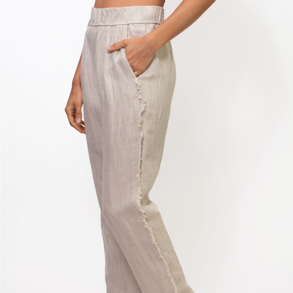 Raquel Allegra Cream Natural Straight Leg Pants